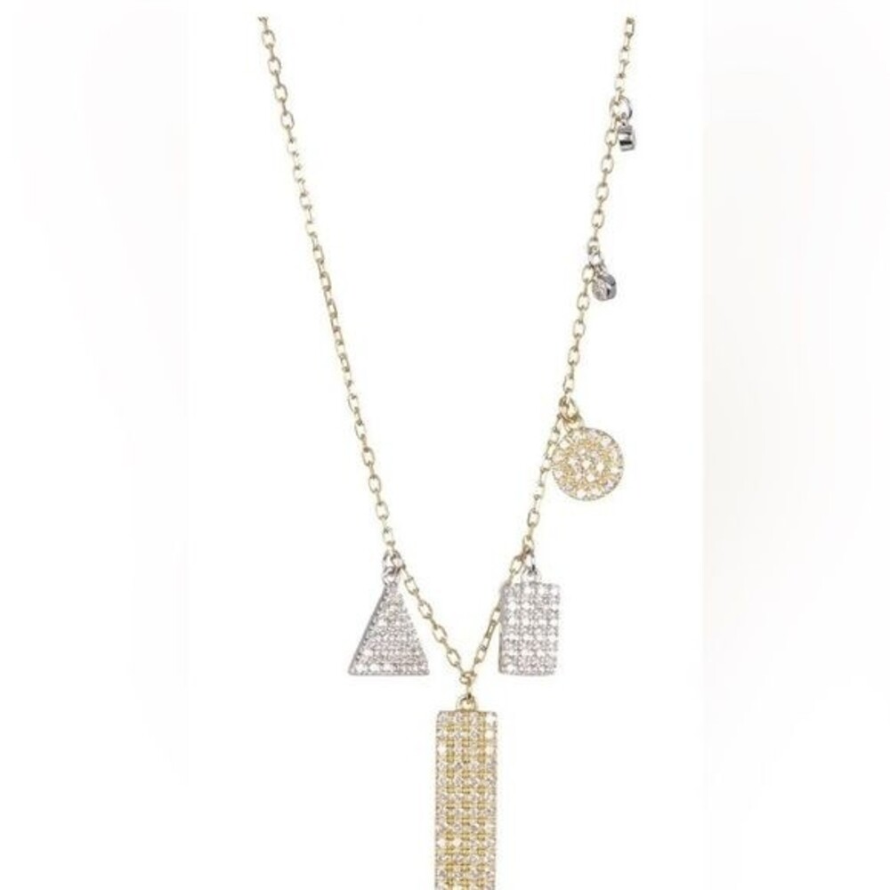 NWT Gold Plated Multi Shaped Pavé Swarovski Crystal Accented Necklace - Picture 2 of 15